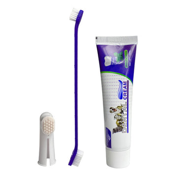 Beef Flavor Dog Toothpaste Set – Complete Oral Care Kit with Toothbrush & Finger Cots for Fresh Breath & Healthy Gums